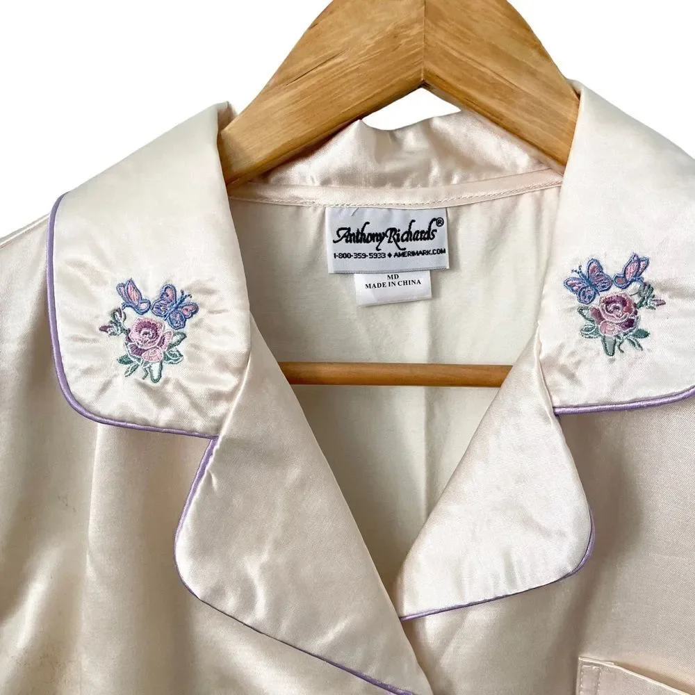 Anthony Richards Embroidered Pajama Set in Size Medium